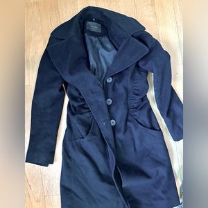 Tahari Black Wool Trench Coat Fall/Winter Great Condition [Size 2] FREE SHIPPING